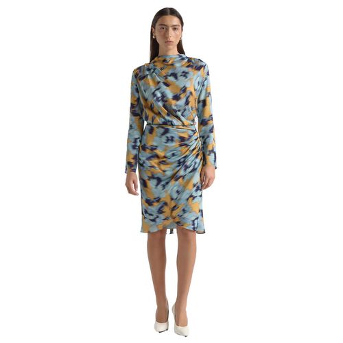 Cue Blurred Floral Drape Mini Dress